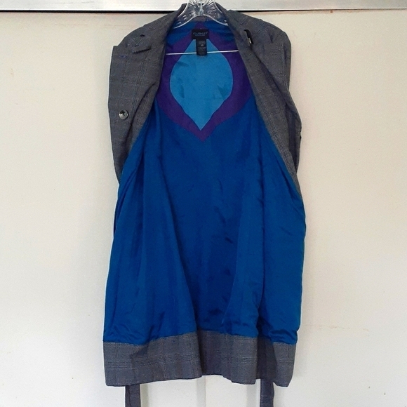 Custo Barcelona Vintage Plaid Double Breasted Belted Coat Embroidered Size 10 - Picture 12 of 16